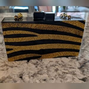 Gold and Black Clutch Bag